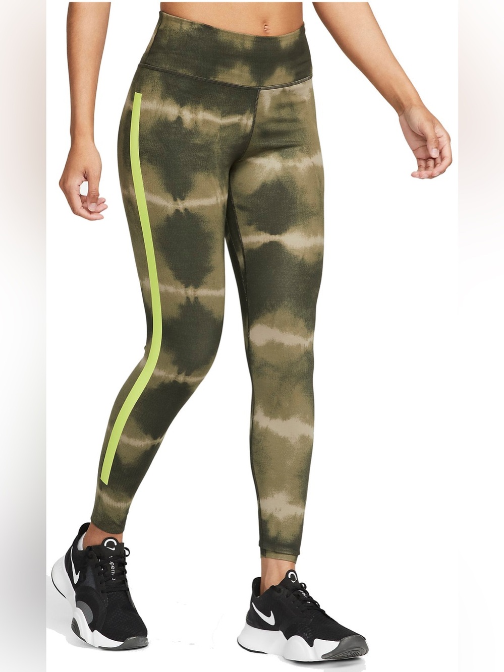 Nike Women's One Luxe Sequoia/Green Printed Training Leggings